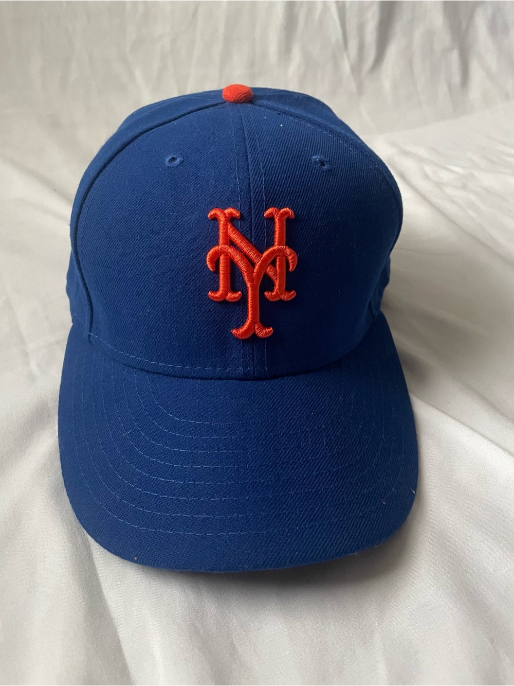 New Era 59FIFTY New York Mets MLB Fitted Cap Hat Blue/Orange Size 7 5/8